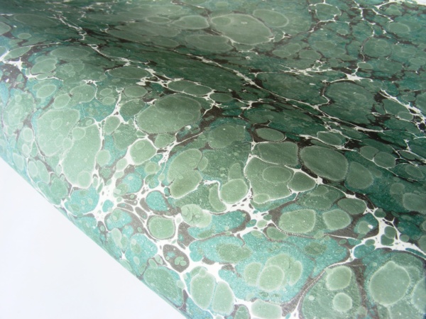 papier marmurkowy szaro-zielony butelkowy, papier marmoryzowany, papier introligatorski