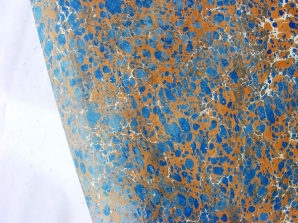 papier marmurkowy ceglasto-szaro-niebieski 2, papier marmoryzowany, papier introligatorski