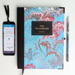 Notes Niebieski Bouquet- zestaw z ołówkiem i personalizowaną etykietą No.21.