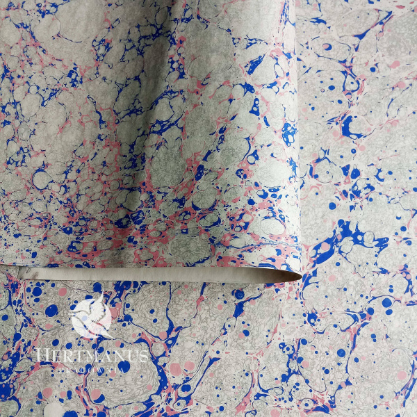 papier marmurkowy granatowo-szary marmur, papier marmoryzowany, papier marmurkowy malowany ręcznie na powierzchni wody, papier introligatorski, dla konserwatorów papieru, hertmanus, marbled paper