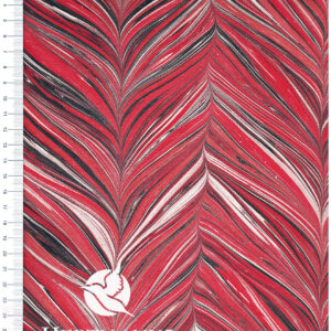 Papier marmurkowy Czerwone Zygzaki Rosa, papier marmoryzowany, papier marmurkowy malowany ręcznie na powierzchni wody, papier introligatorski, dla konserwatorów papieru, hertmanus, hertmanus paper