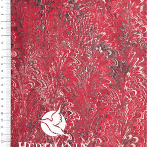 Papier marmurkowy grzebieniowy Czerwone Fontanny II, papier marmoryzowany, papier marmurkowy malowany ręcznie na powierzchni wody, papier introligatorski, dla konserwatorów papieru, hertmanus, hertmanus paper