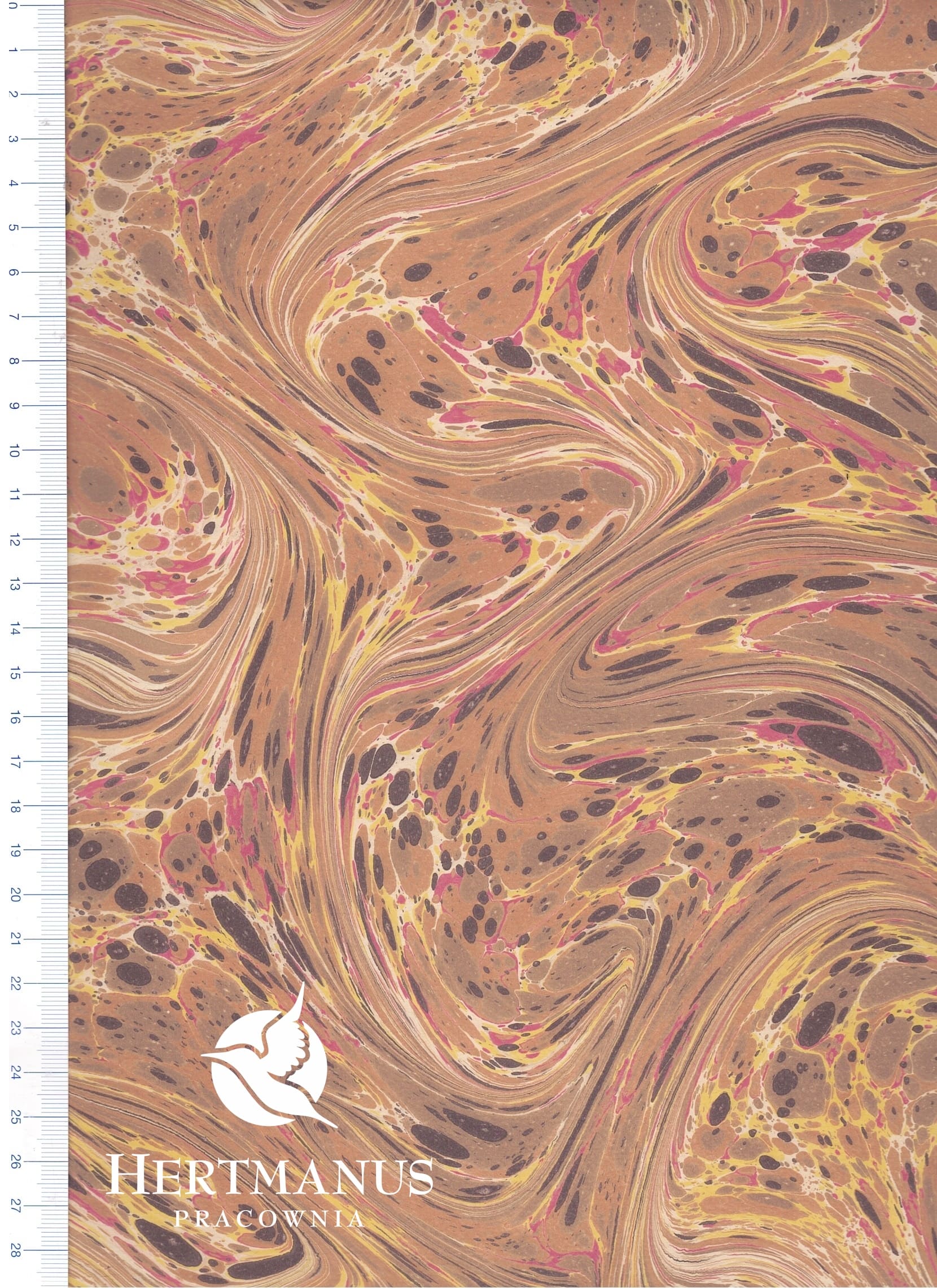 Papier marmurkowy Miodowa Fala, papier marmoryzowany, papier marmurkowy malowany ręcznie na powierzchni wody, papier introligatorski, dla konserwatorów papieru, hertmanus, hertmanus paper